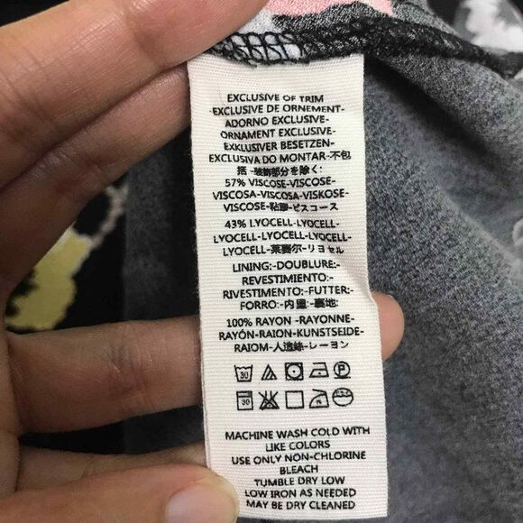 Free People Dress Womens 0 Black Floral Long‎ Split Sleeves Keyhole - Picture 9 of 9